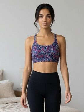 EUC Freely Women’s Plus Size Multi Color Strappy Sports Bra - Size 2X